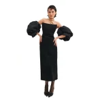 Avaro Figlio Corseted Tube Dress With Puffy Sleeves
