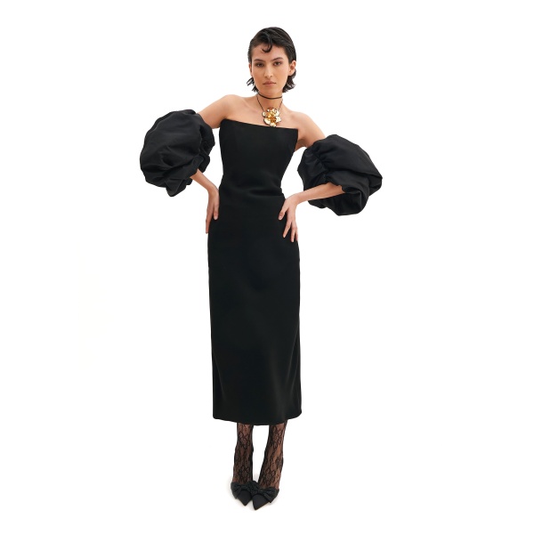 Avaro Figlio Corseted Tube Dress With Puffy Sleeves