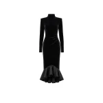 Avaro Figlio Enigma High-Neck Velvet Jacquard Dress