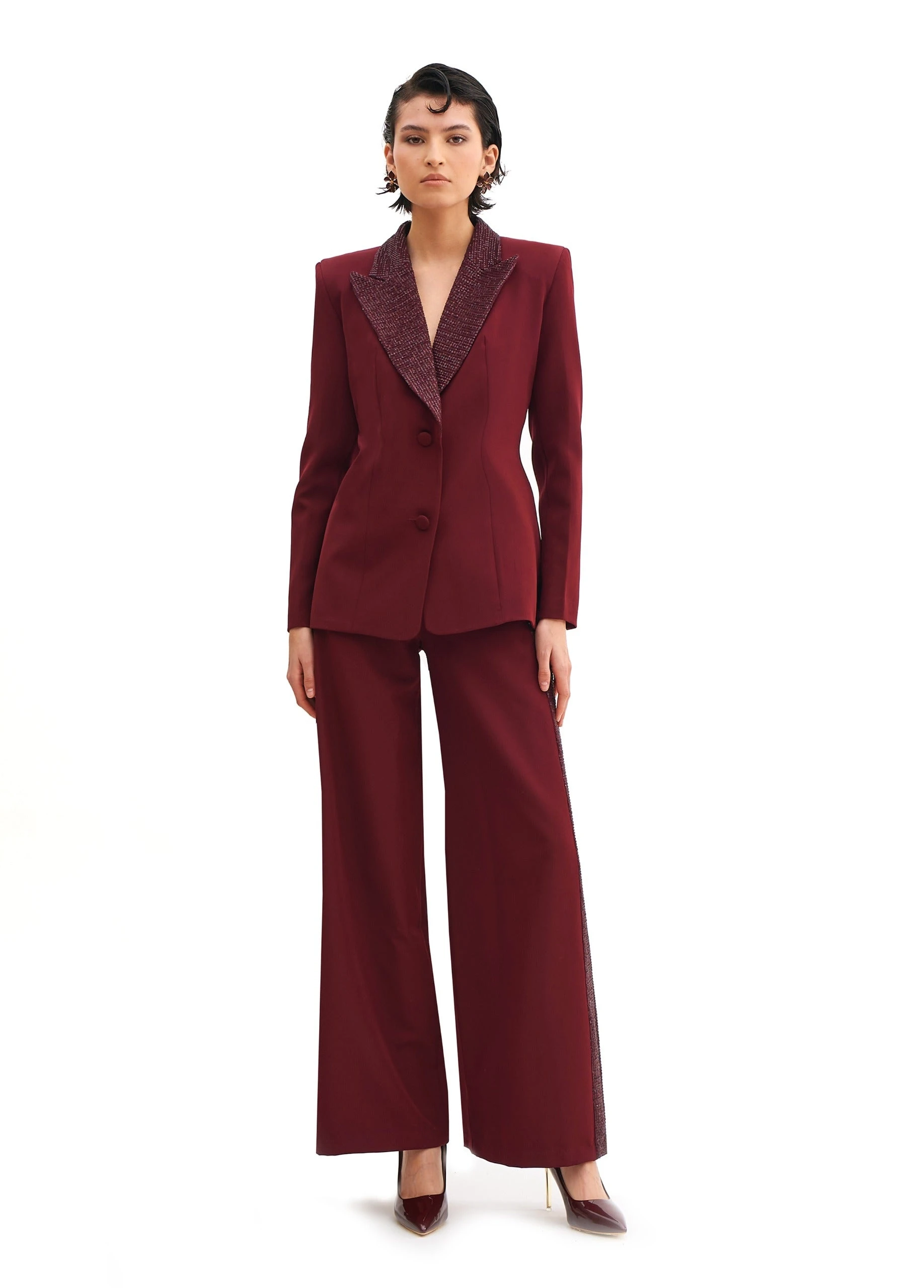 Avaro Figlio Garnet Trousers With Starlit Accents in Red