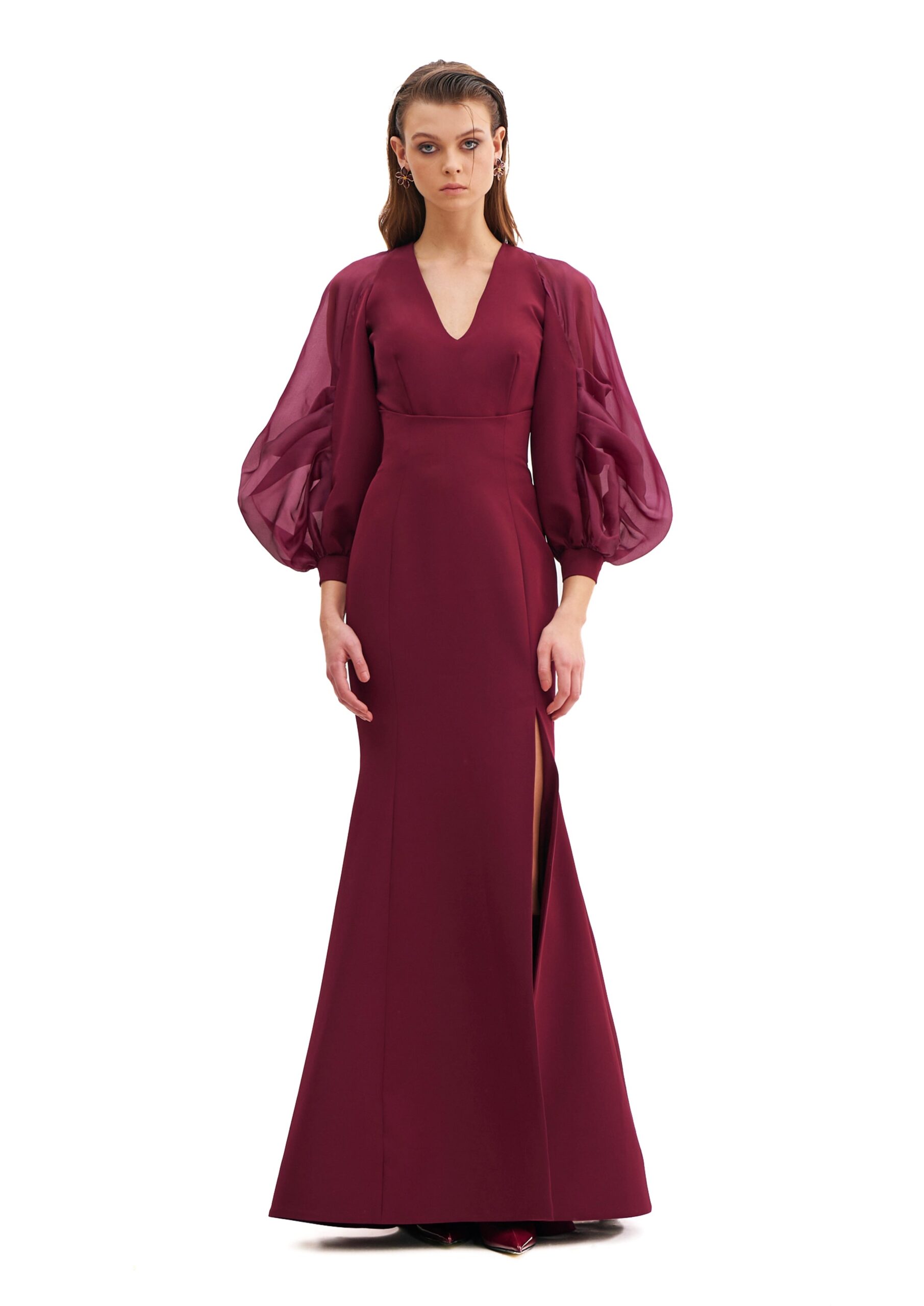 Avaro Figlio High Waist Skirt With Slit in Red