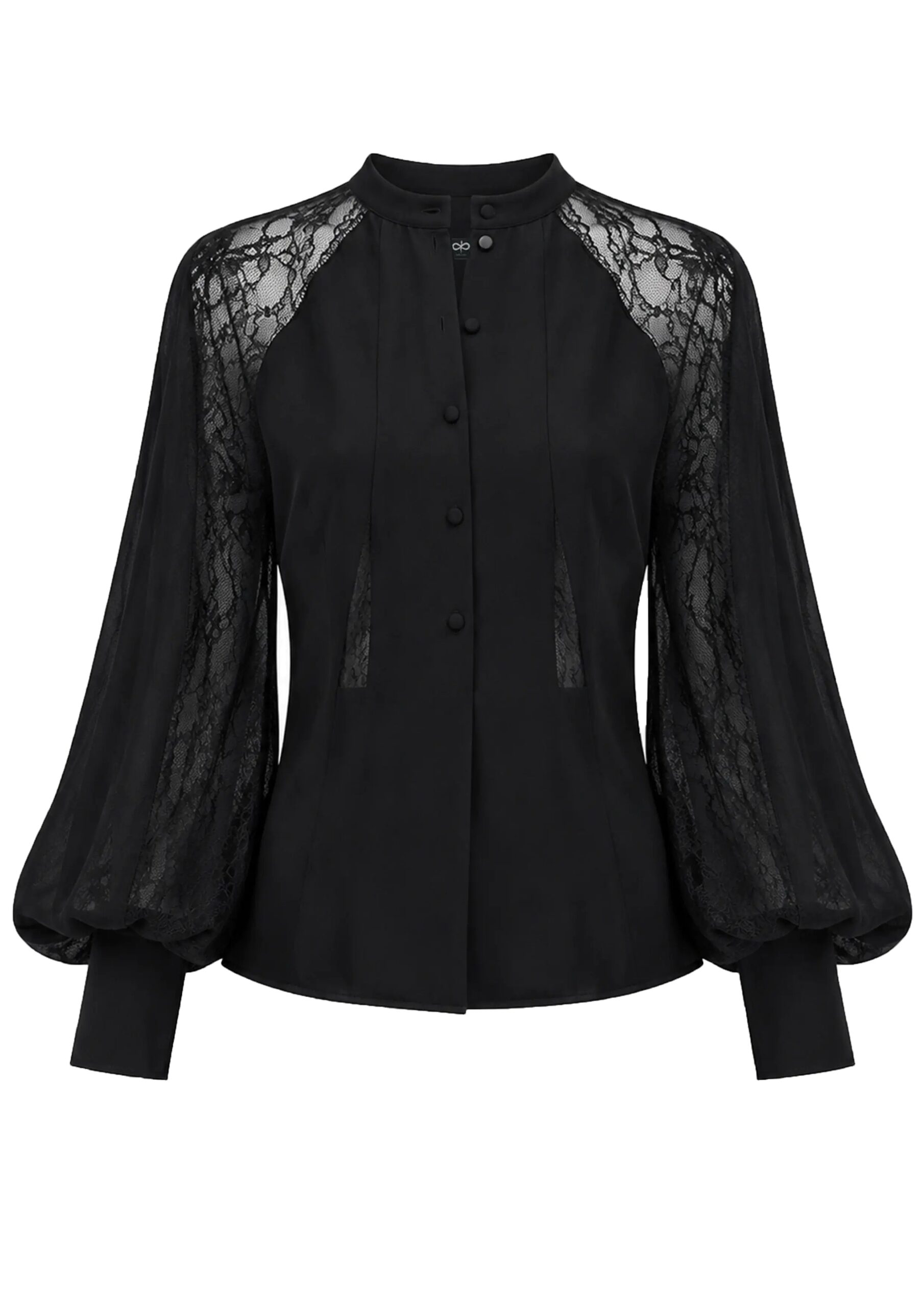 Avaro Figlio Iris Cady & Chantilly Lace Shirt in Black