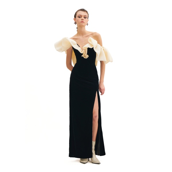 Avaro Figlio Maxi Dress With Radiance Jacquard Petals