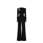 Avaro Figlio Nocturne Black Cady Embroidered Jumpsuit