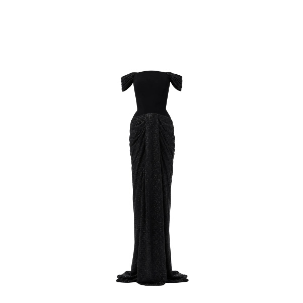 Avaro Figlio Nocturne Off-Shoulder Crystal Mermaid Gown