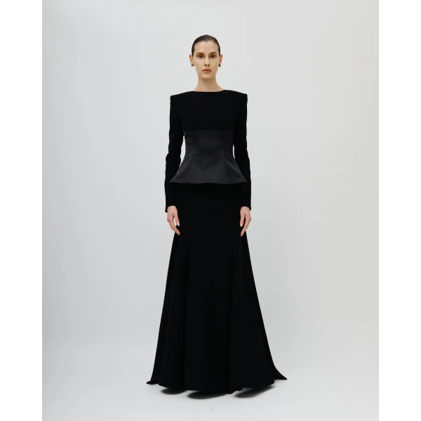 Avaro Figlio Noir Atelier Structured Basquine Gown, view 2