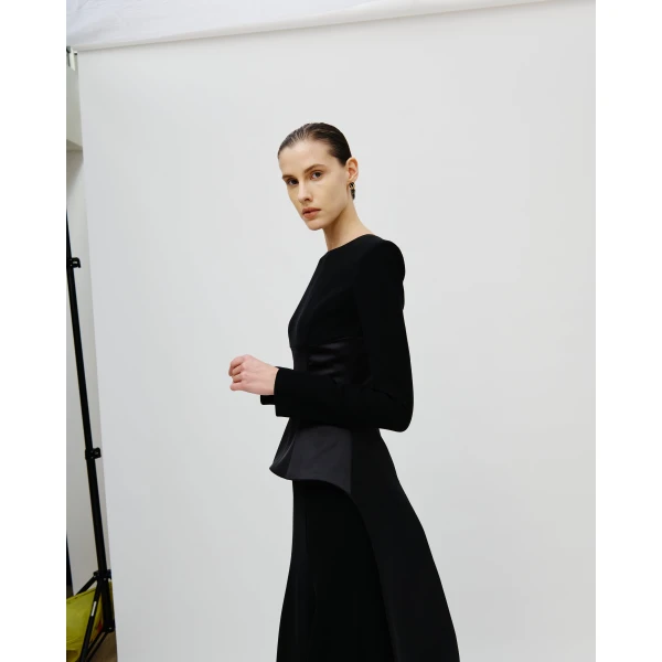 Avaro Figlio Noir Atelier Structured Basquine Gown, view 4