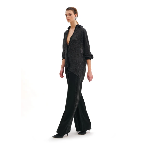 Avaro Figlio Noir Crystal Long Sleeves Shirt, view 2