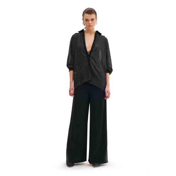 Noir Crystal Long Sleeves Shirt