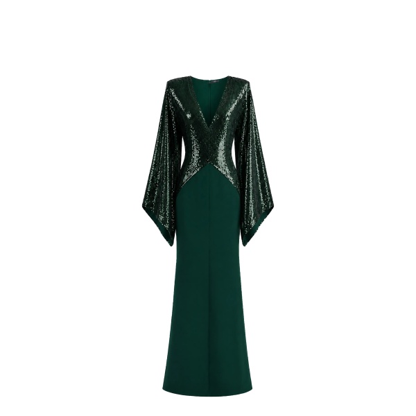 Avaro Figlio Sequin Kimono Maxi Dress with Slit