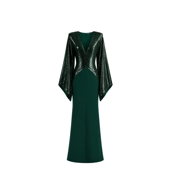 Avaro Figlio Sequin Kimono Maxi Dress with Slit