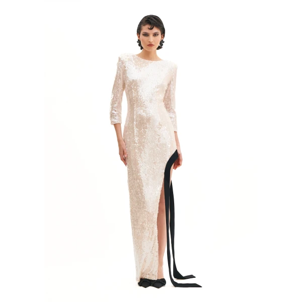 Avaro Figlio Sidecut Long Sleeves Dress With Cady Band Insert