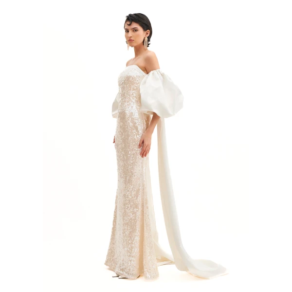 Avaro Figlio Silhouette Dress With Cascade Sleeves, view 2