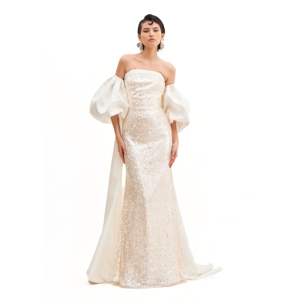 Avaro Figlio Silhouette Dress With Cascade Sleeves
