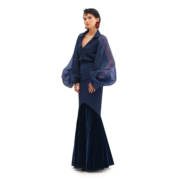 Avaro Figlio Silk Organza Juliet Sleeves Shirt, view 2
