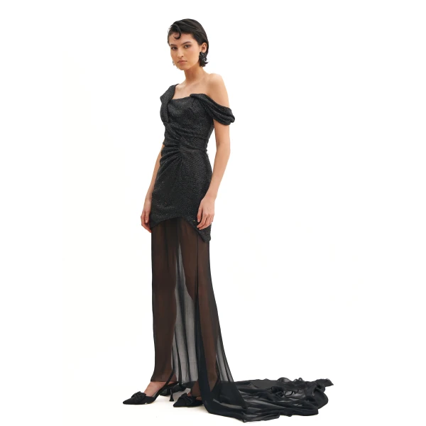 Avaro Figlio Stardust Draped Long Dress, view 2