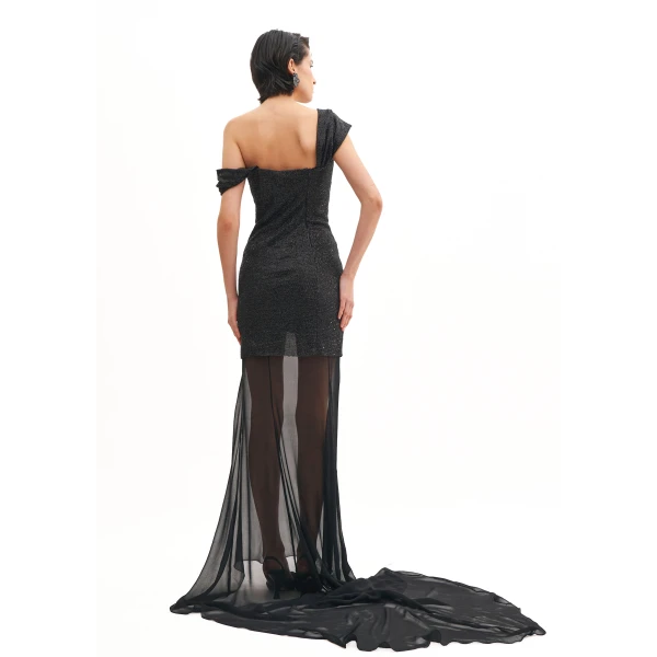 Avaro Figlio Stardust Draped Long Dress, view 3