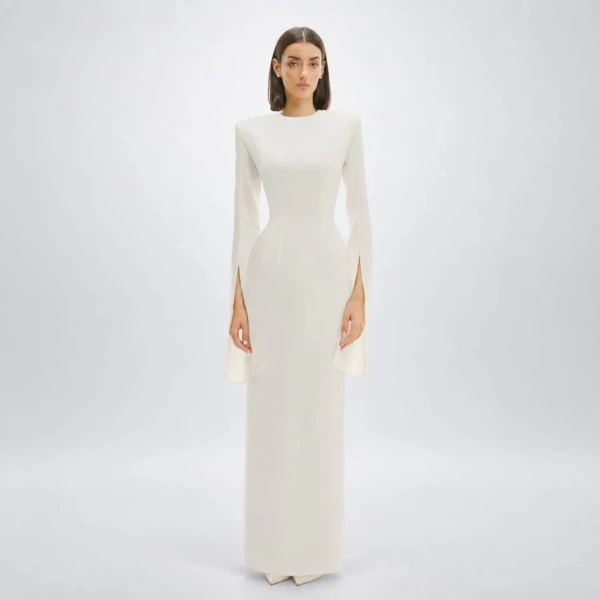 Avaro Figlio Structured White Cady Maxi Dress, view 2