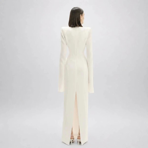 Avaro Figlio Structured White Cady Maxi Dress, view 4
