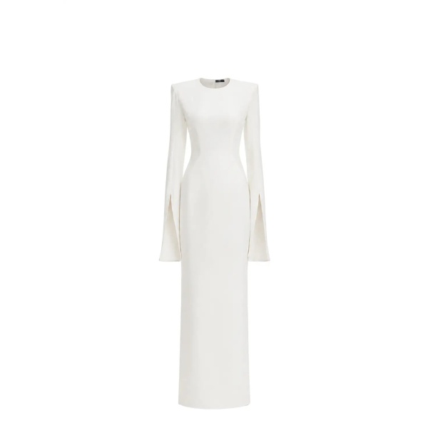 Avaro Figlio Structured White Cady Maxi Dress