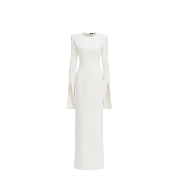 Structured White Cady Maxi Dress