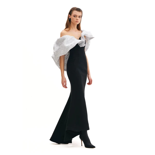 Avaro Figlio Tulip Maxi Dress With Jacquard Petals, view 2