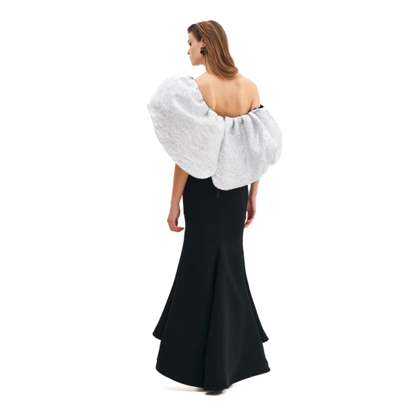 Avaro Figlio Tulip Maxi Dress With Jacquard Petals, view 3