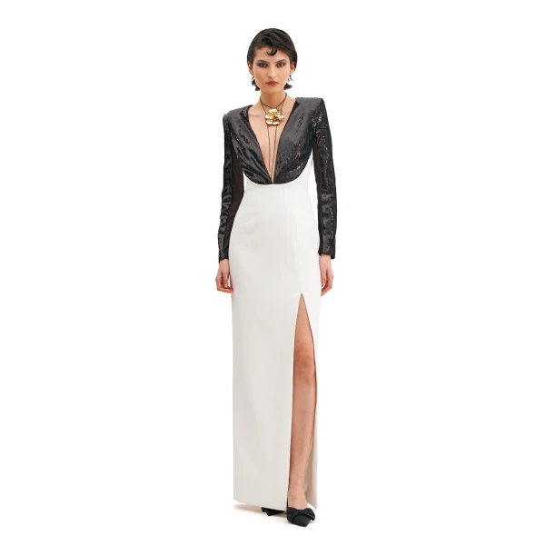 Avaro Figlio V-Neck Maxi Dress With Slit