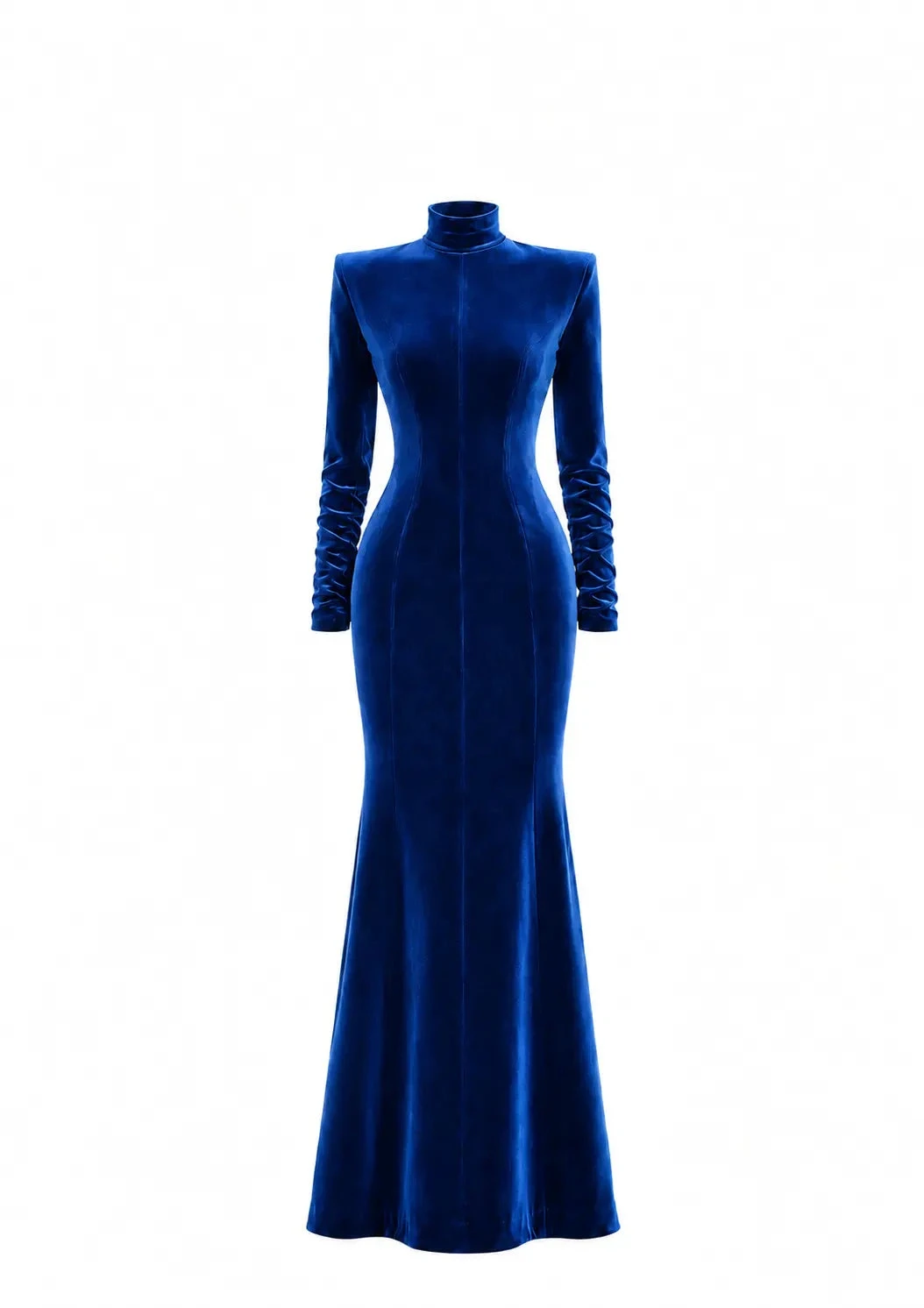 Avaro Figlio Velvet Opulence Midnight Blue Mermaid Maxi Dress in Blue