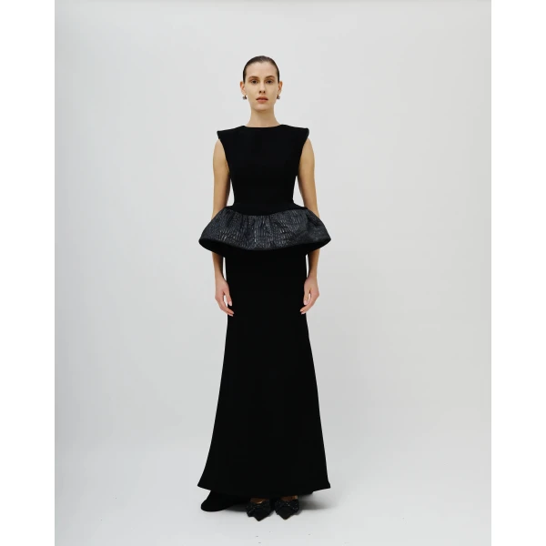 Avaro Figlio Vittoria Sculpted Peplum Mermaid Gown, view 2