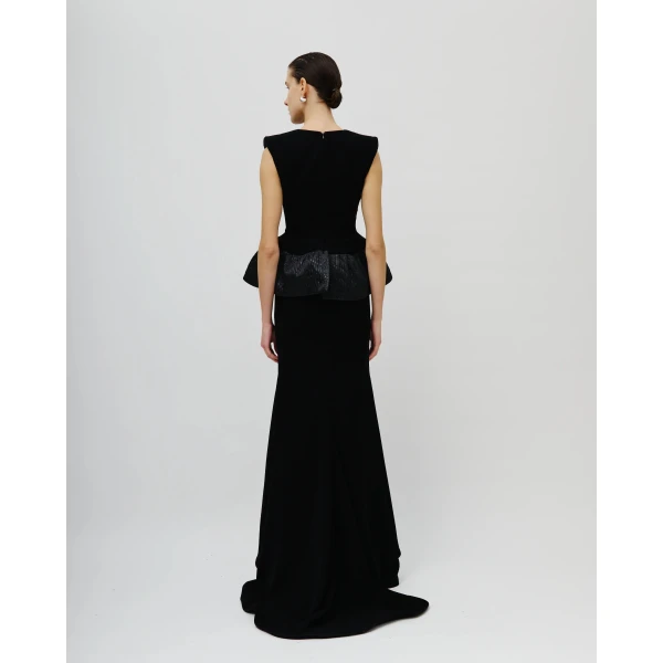 Avaro Figlio Vittoria Sculpted Peplum Mermaid Gown, view 4