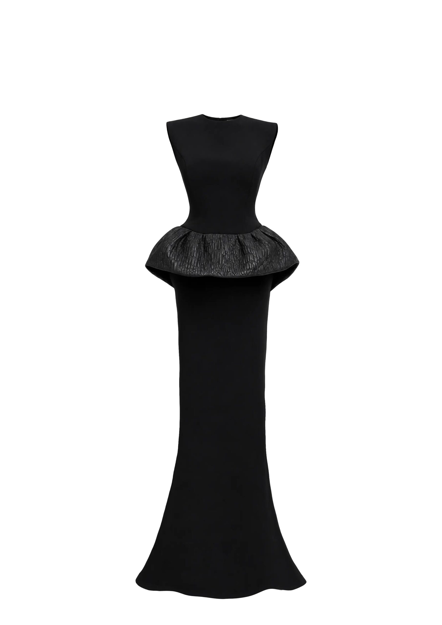 Avaro Figlio Vittoria Sculpted Peplum Mermaid Gown in Black
