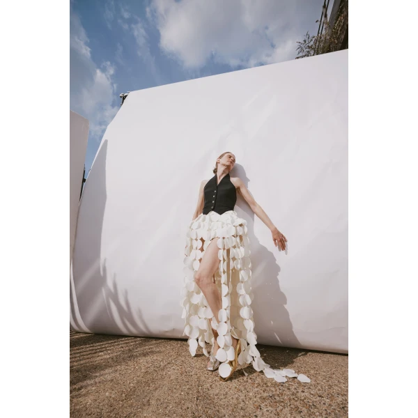 A.W.A.K.E. MODE Basque Multicircle Skirt Ivory, view 4