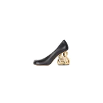 A.W.A.K.E. MODE Christine Cousin Shoes With Swan Heel Black Silver Gold