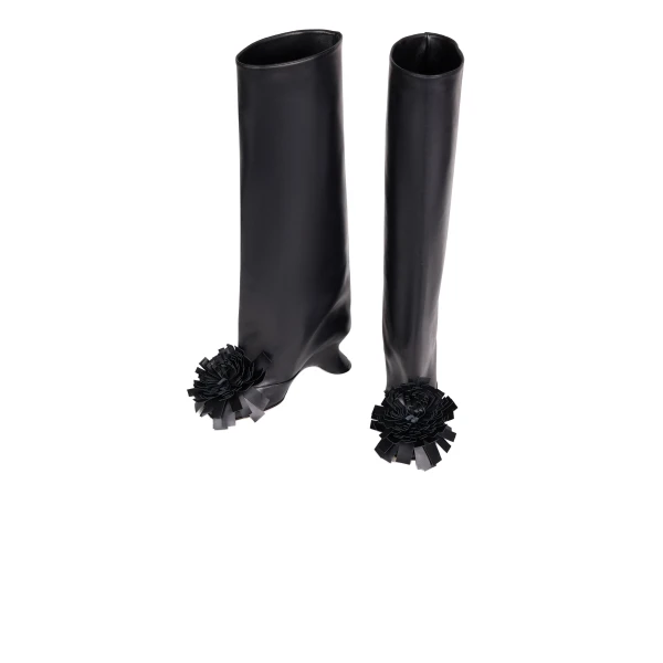 A.W.A.K.E. MODE Christy Boots With Pom-Poms Black, view 2