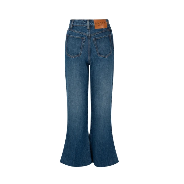 Cropped Flared Trousers Classic Blue Wash