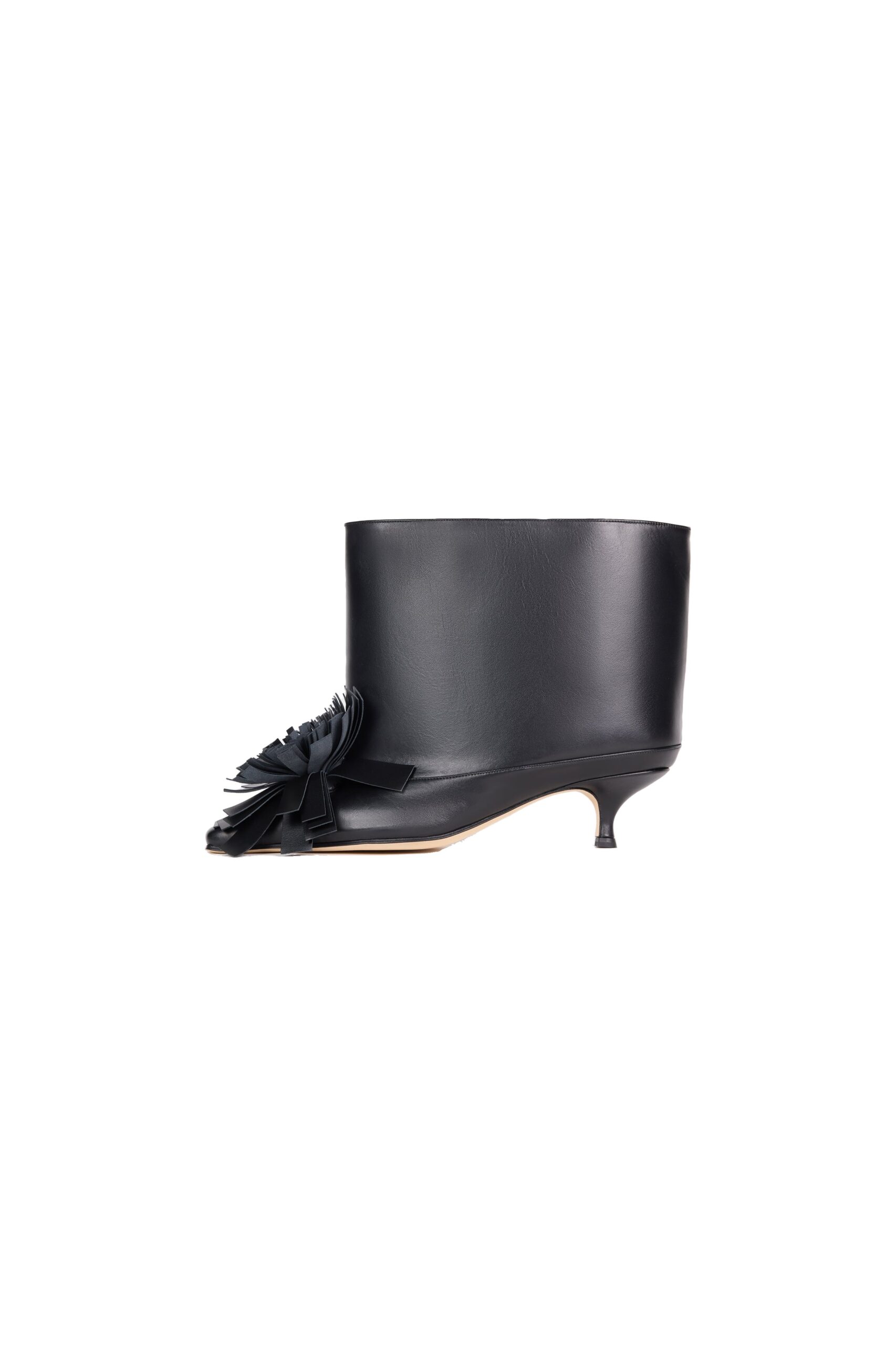 A.W.A.K.E. MODE Dana Boots Super Short With Pom-Poms Black | Luxury Shoes A.W.A.K.E. MODE Dana Boots Super Short With Pom-Poms Black
