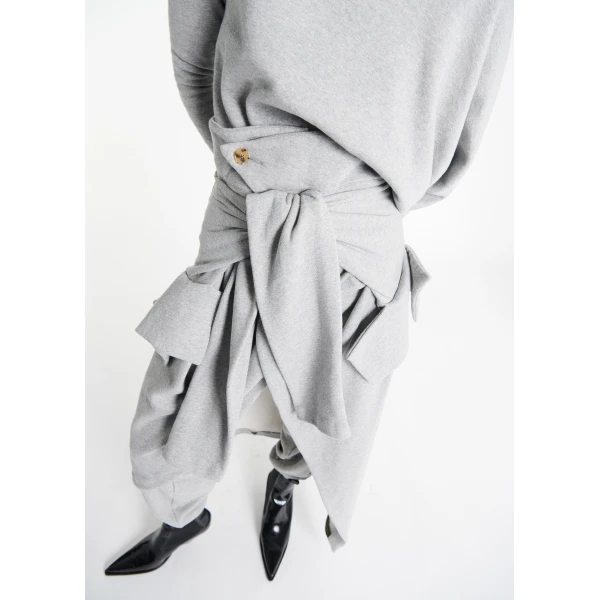 A.W.A.K.E. MODE Jersey Jogger With Attached Shirt Skirt Grey Melange, view 5