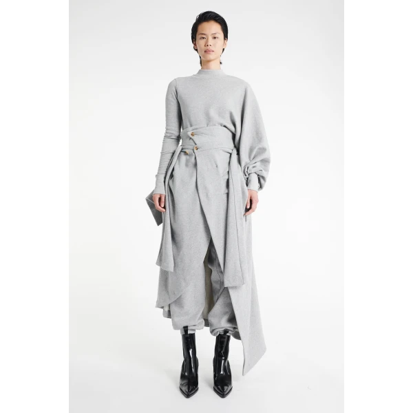 A.W.A.K.E. MODE Jersey Jogger With Attached Shirt Skirt Grey Melange, view 6
