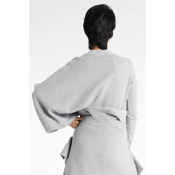 A.W.A.K.E. MODE Jersey Slouched Sleeve Sweatshirt Grey Melange, view 3