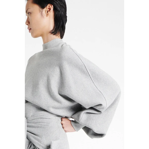 A.W.A.K.E. MODE Jersey Slouched Sleeve Sweatshirt Grey Melange, view 6