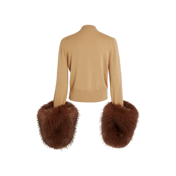 A.W.A.K.E. MODE Knitted Cardigan Beige Brown, view 5