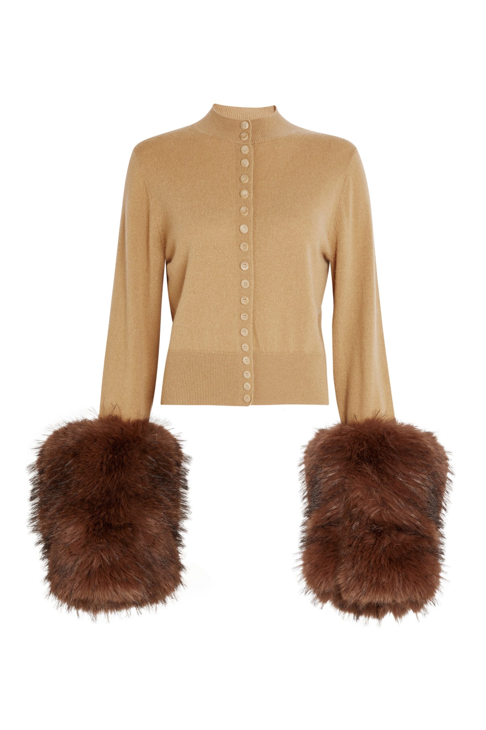 A.W.A.K.E. MODE Knitted Cardigan Beige Brown | Cardigan | Luxury Shoes A.W.A.K.E. MODE Knitted Cardigan Beige Brown