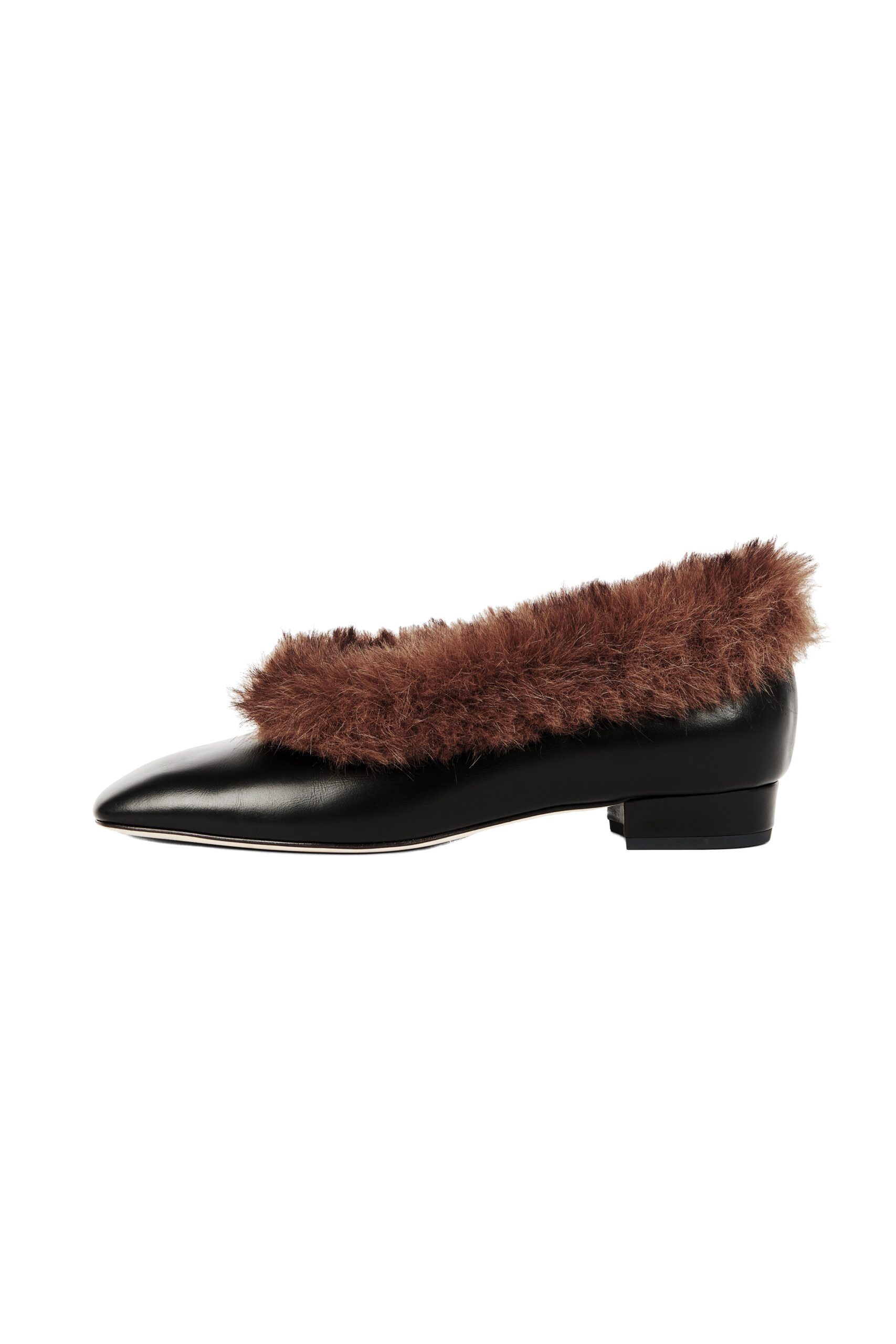 A.W.A.K.E. MODE Leonore Rounded Loafer With Fur Black Brown | Luxury Shoes A.W.A.K.E. MODE Leonore Rounded Loafer With Fur Black Brown