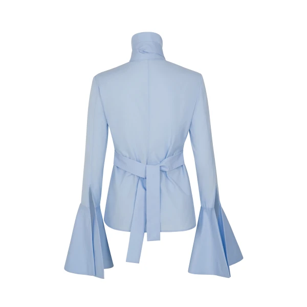 A.W.A.K.E. MODE Victorian Style High Collar Top With Jabot Light Blue, view 4