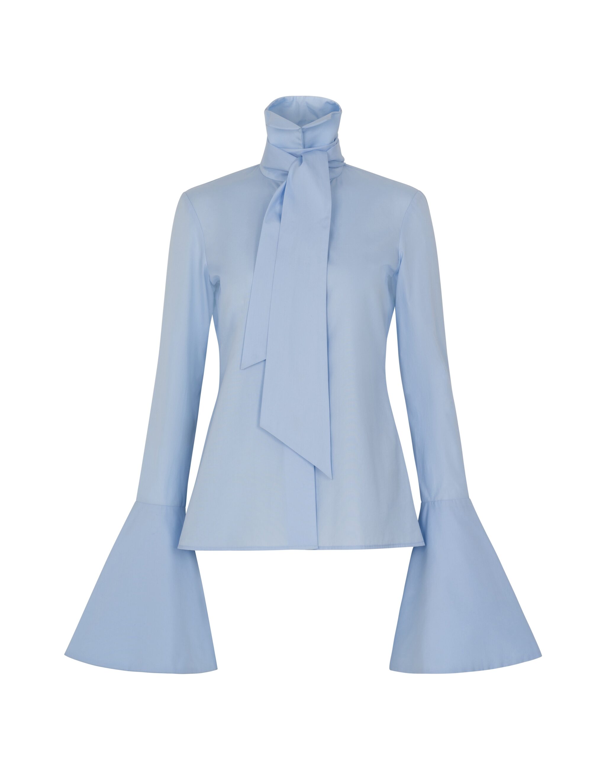 A.W.A.K.E. MODE Victorian Style High Collar Top With Jabot Light Blue | Tops | Luxury Shoes A.W.A.K.E. MODE Victorian Style High Collar Top With Jabot Light Blue