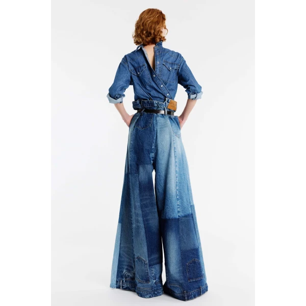 A.W.A.K.E. MODE Wide Leg Denim Pants Mid Blue, view 3