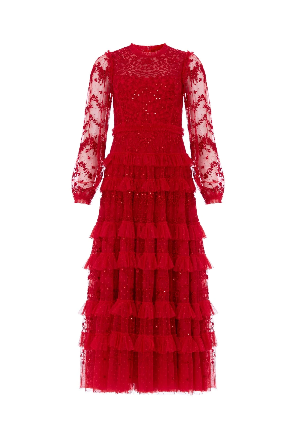 Blossom Lace Ankle Gown in Red