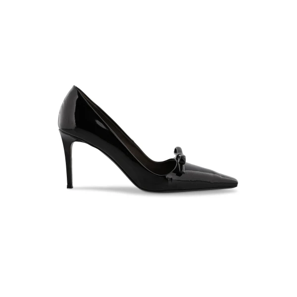 Bernadette Bowtie Lacquered High Heel Pump in Black | Heels | Luxury Shoes 