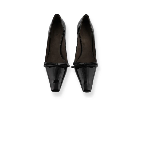 Bernadette Bowtie Lacquered High Heel Pump in Black | Heels | Luxury Shoes 